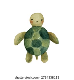 A green sea turtle plush toy standing