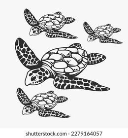 green sea turtle silhouette illustration