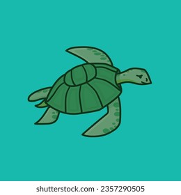Green sea turtle vector illustration for Sea Turtle Day on June 16