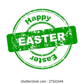 Green seal with Easter, Easter rubber stamp, vector