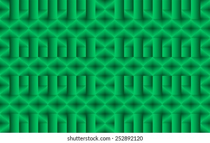 Green seamless abstract background, pattern, 3d effect using gradients