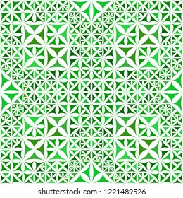 Green seamless abstract curved triangle mosaic kaleidoscope wallpaper pattern - geometric vector background illustration