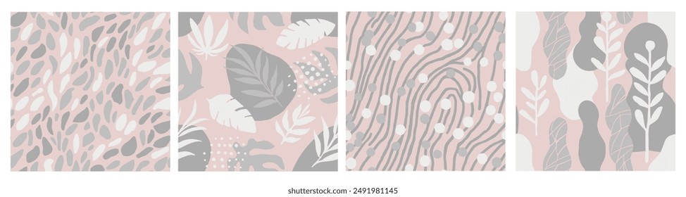 Green Seamless Abstract Fresh Invitation Art. White Continuous Creative Natural Textile, Seamless Pattern. Pink Repeated Nature Decorative Scribble Print. 