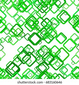 Green seamless abstract geometric square pattern background - vector illustration from diagonal rounded squares