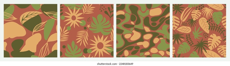 Green Seamless Abstract Isolated Shape Backdrop. White Repetitive Creative Spring Lines, Seamless Design. Vivid Continuous Fashion Foliage Ornament Texture. 