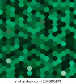 Green seamless abstract mosaic background. Hexagons geometric background. Design elements. Vector illustration