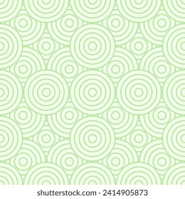 Green seamless background with circles and arcs, texture pattern for wallpaper and textile. Natural summer mosaic pattern of geometric shapes in trendy style.