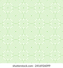 Fondo verde sin costuras con círculos y arcos, patrón de textura para papel pintado y textil. Patrón de mosaico natural de verano de formas geométricas en estilo moderno.