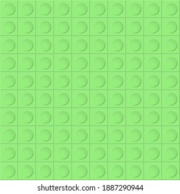 Green seamless background with circles on squares. Simple flat design for website design, banner, advertising, poster or flyer, for texture, textiles and packaging. Simple background.