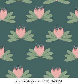 Fondo verde sin costuras con grandes motivos florales adecuados para tejidos y tapicería