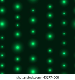 Green seamless background with LED lights in line. Seamless background with chain of shinning stars
