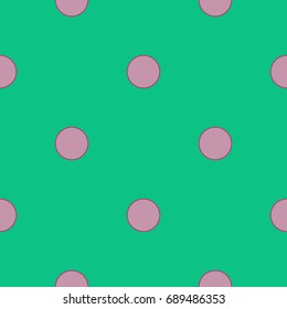 Green Seamless Background. Pattern with colorful circles - polka dots style