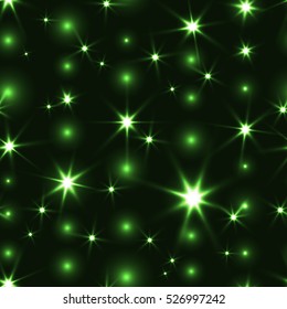 Green seamless background with shiny Christmas chain. Festive motion seamless background in green color. Sparkle shiny glossy beautiful seamless pattern.