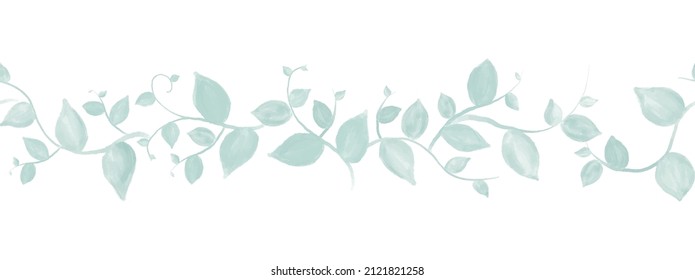 cepillo verde sin costura, borde con hojas de diseño de ramas. Ilustración dibujada a mano en acuarela. Para invitaciones de boda, tarjetas de felicitación. Naturaleza,elementos orgánicos.Vector