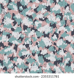 Vector Verde De Camo Sin Marea. Patrón De Maravilla De Camuflaje Beige. Negro Repetido Fondo Gráfico Militar. Textura de camuflaje Khaki Patrón de vectores sin costura. Camoflage
