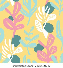 Fondo de decoración de rama clásica sin costuras verde. Vibrante verano sin fin garabato artístico, vector sin costuras. Fondo de pantalla de invitación de jardín de naturaleza repetido negro. 