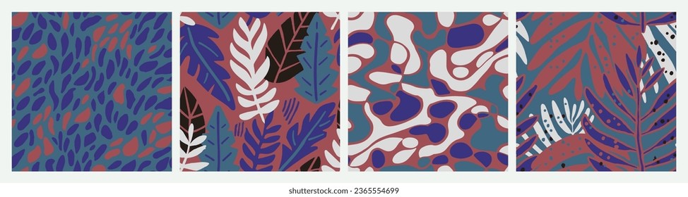 Green Seamless Classic Simple Surface Wallpaper. Bright Repeated Doodle Natural Style, Seamless Set. Hippie Continuous Fashion Organic Paint Pattern. 