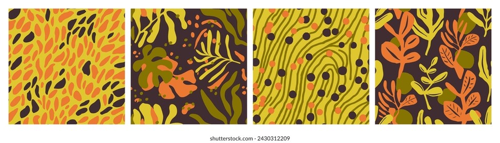 Green Seamless Contemporary Branch Decor Wallpaper. Colorful Repetitive Abstract Tree Scribble, Seamless Background. Bright Continuous Nature Foliage Template Backdrop. 
