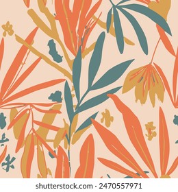 Green Seamless Contemporary Isolated Leaves Art. Black Repetitive Color Artistic Scribble, Seamless Vector. White Repeated Elegant Organic Lines Print. 