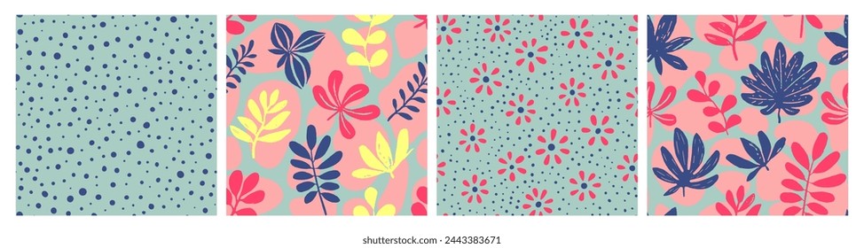 Obra de arte del árbol contemporáneo sin costuras verde. textil de follaje de verano continuo oscuro, impresión sin costuras. Vector de hojas aisladas de color sin costura hippie. 