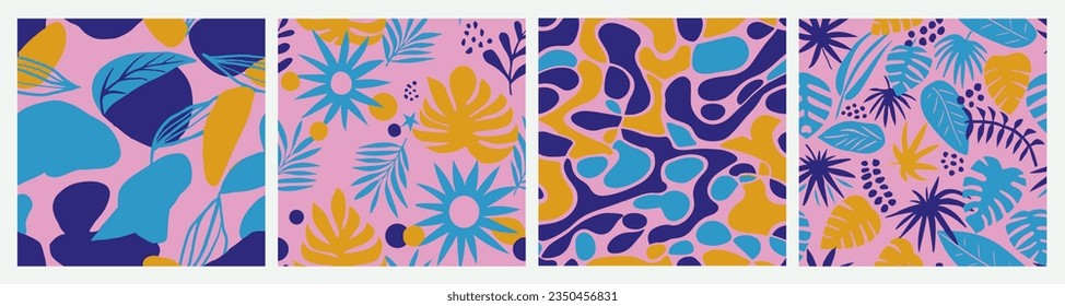 Green Seamless Creative Jungle Surface Collection. Bright Repeated Summer Blossom Illustration, Seamless Texture. Hippie Continuous Fashion Beach Scribble Background. 