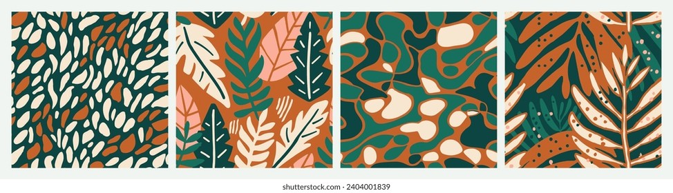 Green Seamless Creative Simple Ornament Wallpaper. Vivid Continuous Contemporary Vintage Fabrics, Seamless Set. Yellow Seamless Nature Beauty Invitation Print. 