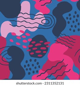 Green Seamless Creative Simple Surface Paper. Dark Endless Summer Geometric Ornament, Seamless Sketch. Colorful Repeated Grunge Modern Invitation Blob