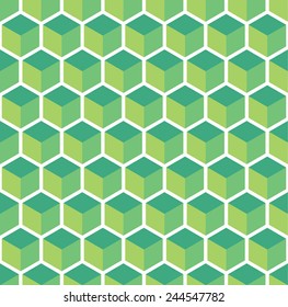 A green seamless cube style pattern illustration