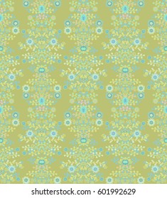 Green seamless ditsy floral pattern