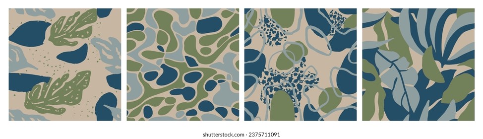 Green Seamless Doodle Graphic Textile Backdrop. Blue Seamless Color Bloom Ornament, Seamless Pattern. Pink Repetitive Elegant Modern Scribble Art. 