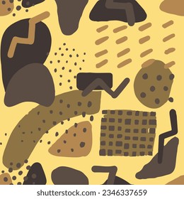 Green Seamless Doodle Isolated Style Wrapping. Yellow Repeated Color Retro Illustration, Seamless Backdrop. Pink Seamless Brushed Simple Template Vector