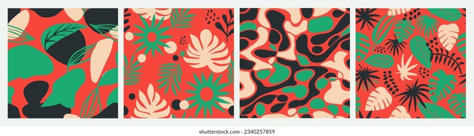 Green Seamless Doodle Spring Decor Backdrop. Vibrant Endless Nature Blossom Invitation, Seamless Pattern. Bright Repeated Color Jungle Ornament Vector. 