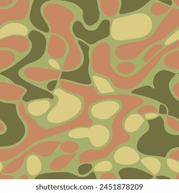 Green Seamless Elegant Retro Decor Backdrop. Khaki Endless Summer Vintage Fabrics, Seamless Wallpaper. Colorful Repeated Classic Natural Element Background. 