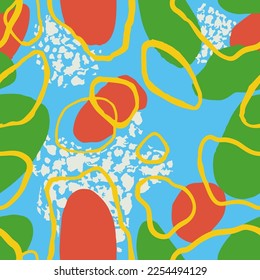 Grünes, elegantes, trendiges Dekor. Schwarze Endlose Doodle Retro Illustration, Nahtloses Design. Dunkler, stetig gebürsteter, handgezeichneter Oberflächenblock