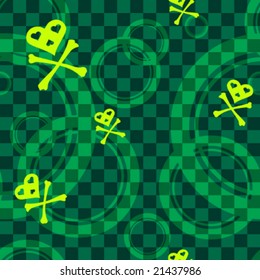 Green seamless emo design with circles (vector); a JPG version is also available
