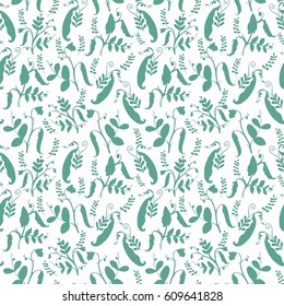 Green seamless floral pattern   with 
 Sweet pea, Vicia, Lathyrus odoratus