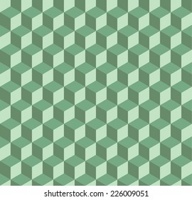 A green seamless geometric cube pattern background