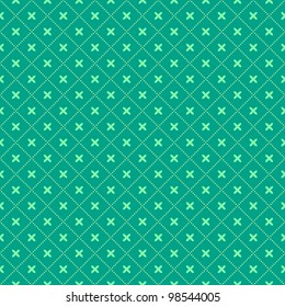 Green Seamless Geometric Pattern with Diamond  Shapes. Vector Illustration