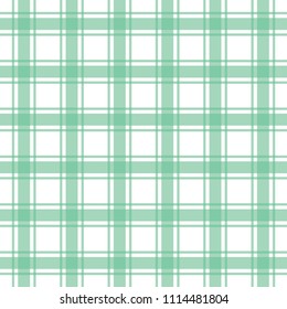 Green seamless gingham pattern, vector background illustration