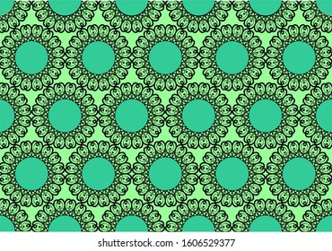 Green seamless graphic round ornament background