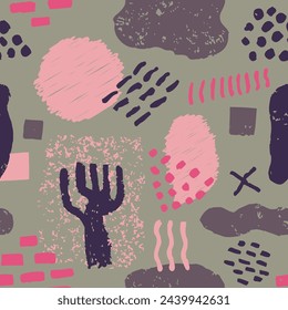 Green Seamless Grunge Trendy Element Texture. Colorful Repetitive Summer Beautiful Shape, Seamless Wallpaper. Light Continuous Stylish Graphic Artwork Cover