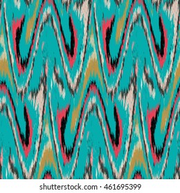 Green seamless Ikat Pattern. Abstract  background for textile design, wallpaper, surface textures, wrapping paper.