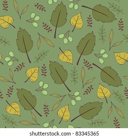 Green seamless with leaves