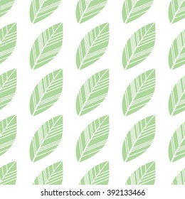 green seamless leaves isolated on white background. vector illustration