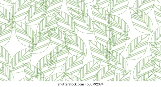 green seamless leaves isolated on white background. vector illustration