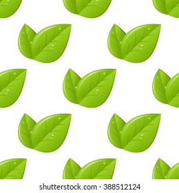 green seamless leaves on white background. vector illustration