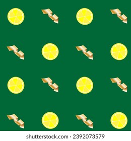 Patrón de confeti de limón y serpiente verde sin costura. Plantilla de moda para Navidad, Año Nuevo. Ilustración vectorial.