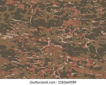 Green Seamless Monochrome Vector Soldier Texture. Repeated Desert War Graphic Camo Fabric.  Dark Seamless Abstract Vector Camouflage Textile. Repeated Brown Graphic Commando Backdrop. 