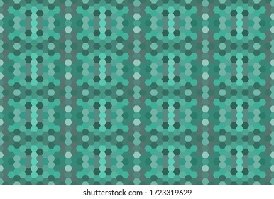 Grünes nahtloses Mosaikmuster. Abstrakter sechseckiger Hintergrund für Tapete, Hintergrund, Banner, Vorlage, Illustration, Stoff und andere Anwendungen. Vektorgrafik.