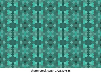Green seamless mosaic pattern. Abstract hexagon background for wallpaper, backdrop, banner, template, illustration, fabric and other applications. Vector.